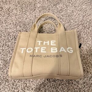 Marc Jacobs Tan Tote with White Lettering
